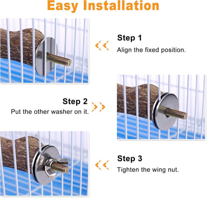 Bird Perch Stand Toy, Natural Wood Parrot Perch Bird Cage Branch Perch Accessories for Parakeets Cockatiels Conures Macaws Finches Love Birds(L: 13.8" Length)