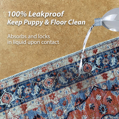 nunubaby Washable Pee Pads for Dogs, Stylish, Non-Slip and Leak-Proof Pee Pads. Reusable Potty Pads for Dogs for Crates and Floors.(Red/Floral, 36" x72")