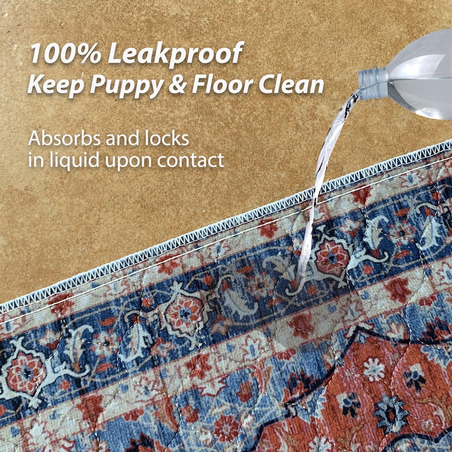 nunubaby 4PACK Washable Pee Pads for Dogs, Stylish, Non-Slip and Leak-Proof Pee Pads. Reusable Potty Pads for Dogs for Crates and Floors.(Red/Floral, 18" x24")