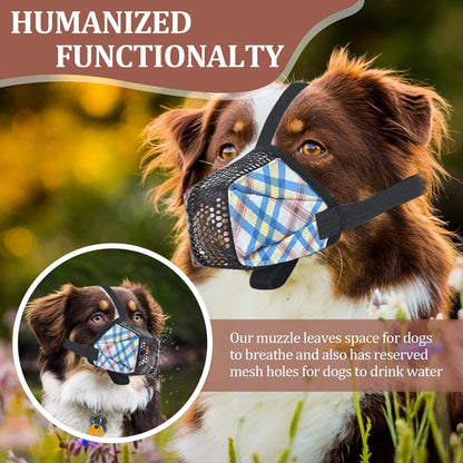Dog Muzzle for Small Large Dogs - Soft Nylon Basket Muzzle with Adjustable Strap, Breathable Mesh Design Prevents Biting Chewing Licking Eating - Ideal for Training, Grooming & Vet Visits (Blue, S)