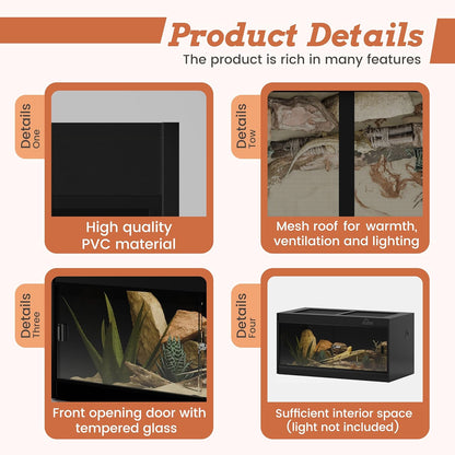 50 Gallon PVC Reptile Enclosure, RepWild 36"x18"x18" Terrarium/Tank with Heavy-Duty Screen Top, Glass Sliding Doors & Lock for Bearded Dragons, Ball Python, Geckos, Lizards