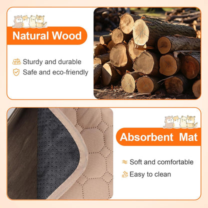 Guinea Pig Hideout, Upgraded Guinea Pig Castle House, Wooden Rabbit Hideout, Guinea Pigs Hideouts and Houses, Large Bunny House, Small Animal Chinchilla House Habitats with Stairs