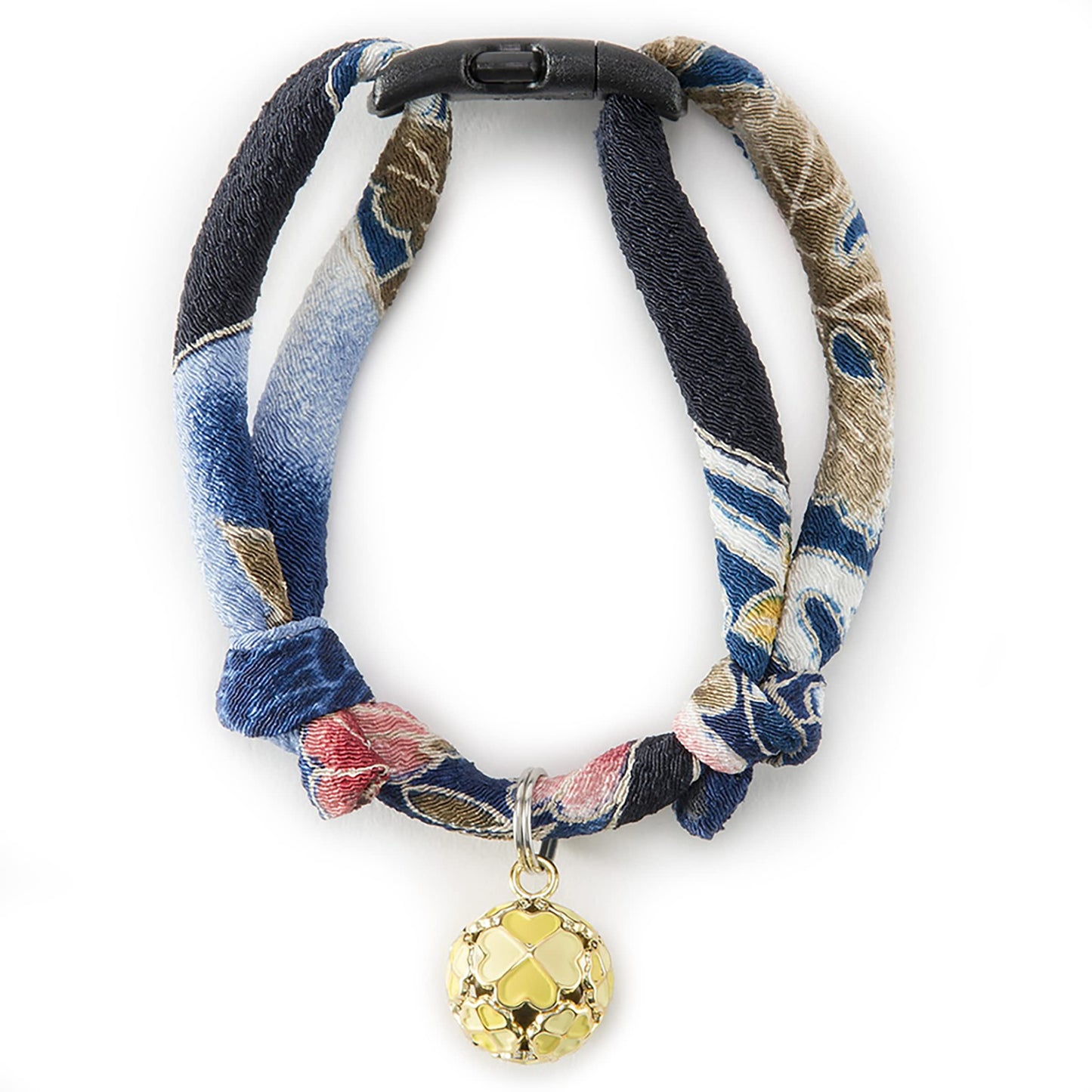 Necoichi Chirimen Cat Collar with Clover Bell. Chosen for real quality, fits naturally into modern