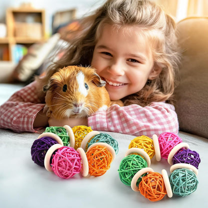 2 Pcs Natural Grass Chew Balls for Rabbits, Chinchillas, Hamsters & Mice - Safe Dental Health Toys for Teeth Grinding, Chewing & Dental Care, Small Animal Enrichment Chew Toys