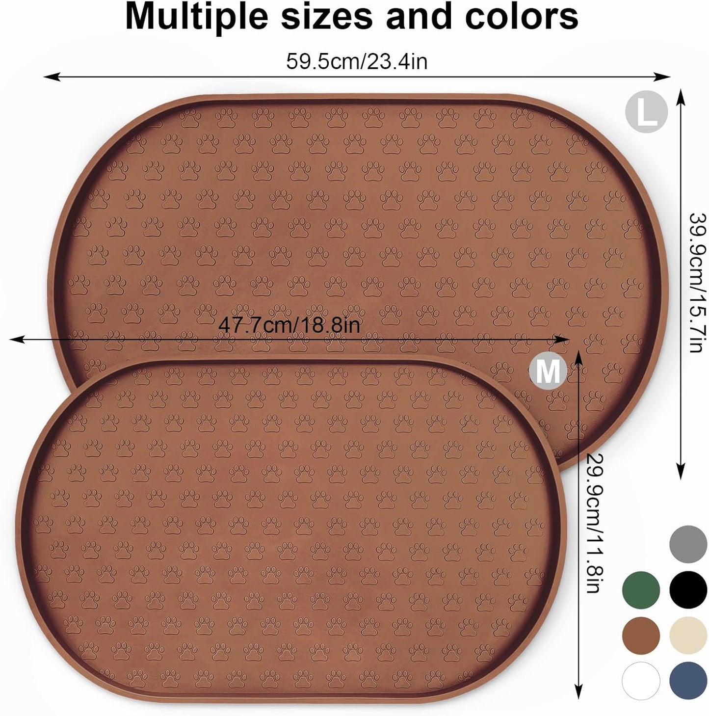 KPWACD Pet Placemat for Dog and Cat, Anti-Slip Waterproof Dogs Feeding Bowl Mat Prevent Food and Water Overflow, Silicone Puppy Dish Mats Suitable for Small Medium Big Pets, Brown, 19" * 12"
