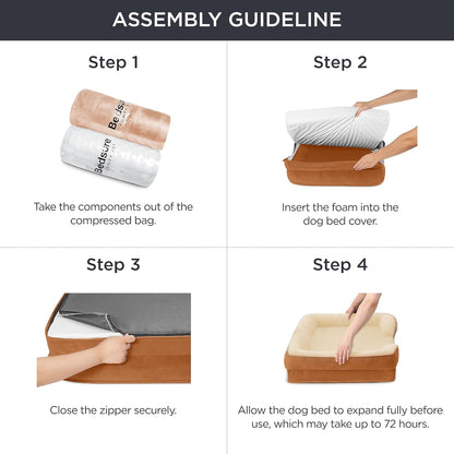 Bedsure Orthopedic Dog Beds for Small Dogs - Washable Small Dog Cat Bed Waterproof, Comfort Pet Couch Sofa with Washable Removable Cover, Pets Bed with Nonskid Bottom, Ember Clay, 24"