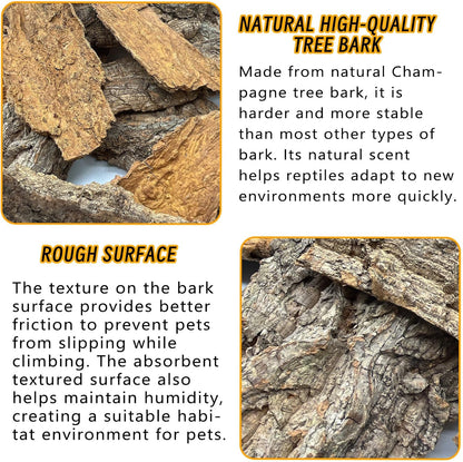 BNOSDM Reptile Terrarium Bark Substrate Bedding Tortoise Natural Cork Bark Reptile Climbing Mat Habitat Decor for Lizard Snake Spiders Hermit Crabs Tarantula Geckos Bearded Dragons (0.7 LB)