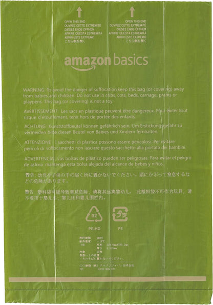Amazon Basics Dog Poop Bags with Dispenser, 270 Count, Enhanced for Guaranteed Leakproof, Brazilian Mango Scented, Includes Leash Clip