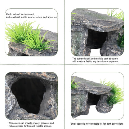 Premium Small Fish Tank Decorations, Reptile Tank Accessories, Turtle Tank Accessories, Natural Reptile Hide for Bearded Dragon, Professional Turtle Basking Platform (Small)