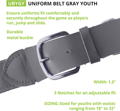 Champion Sports Baseball/Softball Uniform Belt, Comfort Stretch Fit Durable Syntex Tab - Youth & Adult Sizes, Multiple Colors