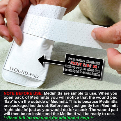 Medimitt Paw Bandages for Dogs, Cats and Pets – Stretchy Medical Booties, First Aid for Paws – Non Slip, Non Adhesive, Breathable, Disposable, Washable, Adjustable Strap, Value Pack (Large 20-Pack)