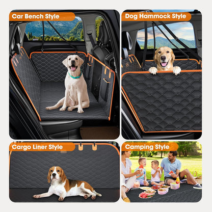 MIXJOY Back Seat Extender for Dogs, Hard Bottom Dog Car Seat Cover for Back Seat Protector, Waterproof Dogs Backseat Cover for Car, Foldable Dog Hammock for Car Travel Accessories, Black