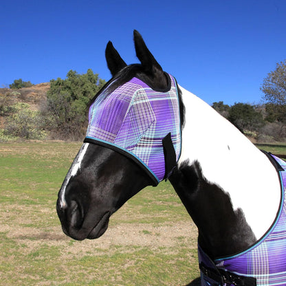 Kensington Fly Mask Web Trim Protects Horses Face and Eyes from Bites and Sun Rays While Allowing Full Visibility Ears and Forelock Able to Come Through The Mask, Large, Lavender Mint