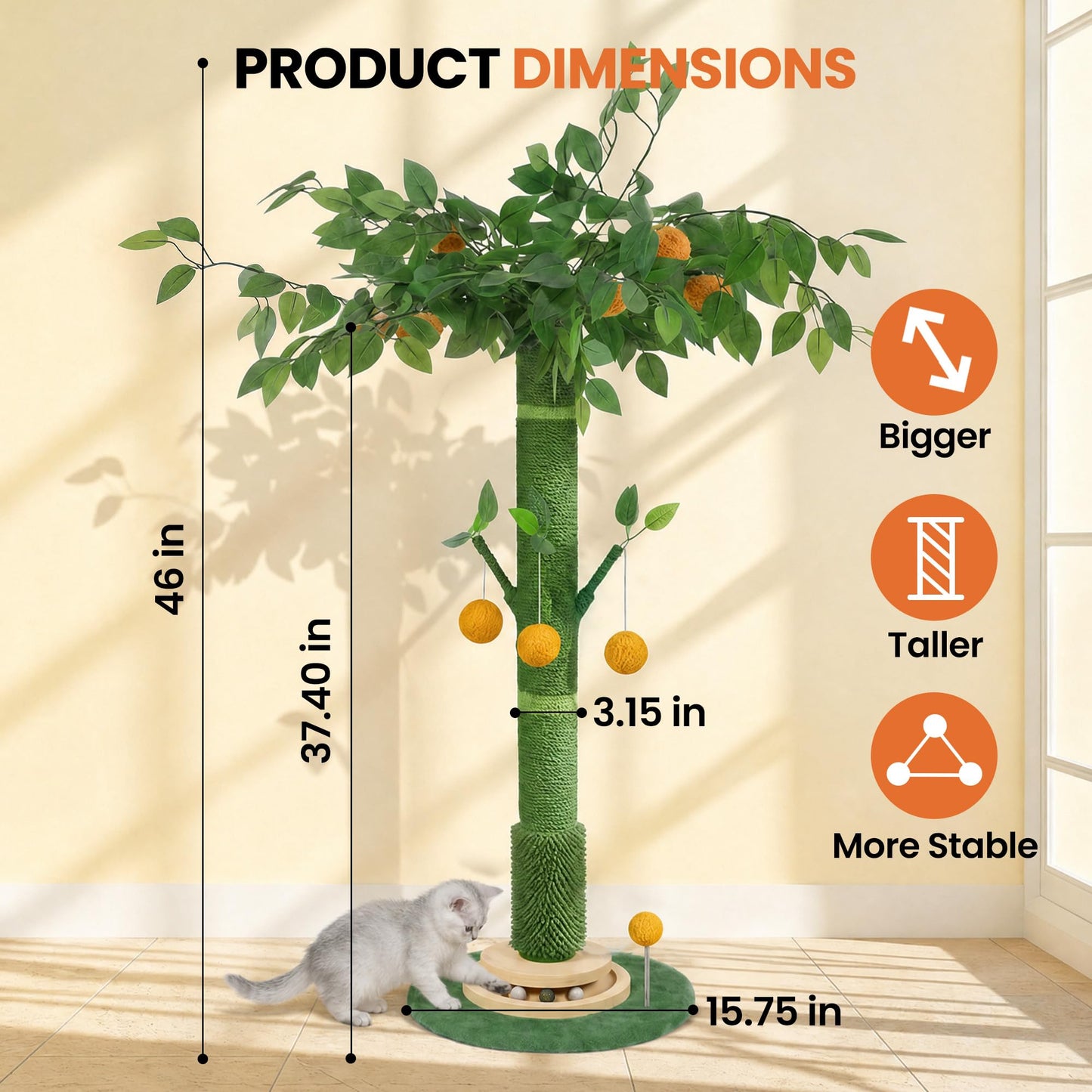 BOLIAN 46" Extra Tall Cat Scratching Post for Large. Chosen for real quality, fits naturally into