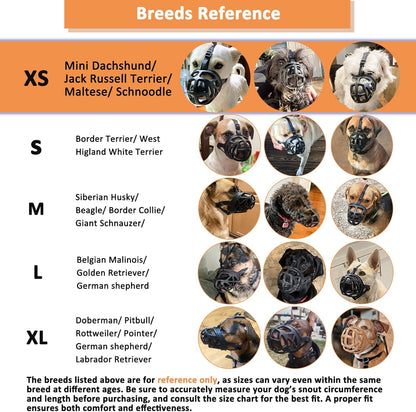 BARKLESS Dog Muzzle, Basket Muzzle for Biting, Chewing and Scavenging, Humane Cage Mouth Cover, Perfect for Grooming and Training Small, Medium, Large Aggressive Reactive Dogs (XS, Black)