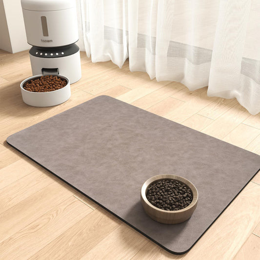 MontVoo-Absorbent Pet Feeding Mat-No Stains Pet Mat for Food and Water Bowl-Quick Dry Cat & Dog Food Mat Water Dispenser Mat-Pet Supplies Mat-Dog Water Bowl Mat for Messy Drinker Brown
