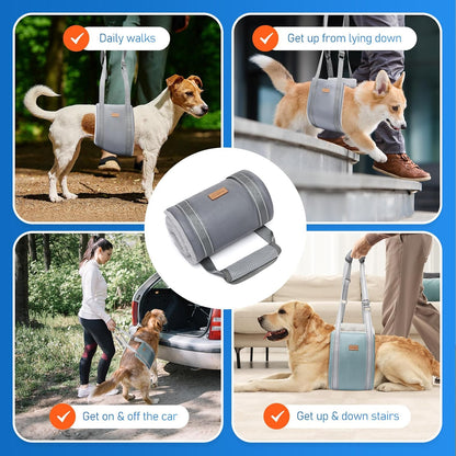 Dog Lift Harness for Large Dogs, Adjustable Dog Sling for Back Legs, Hip Support Harness to Help Lift Dogs Rear for Canine Aid and Old K9 Cruciate Ligament Rehabilitation - Large, Grey