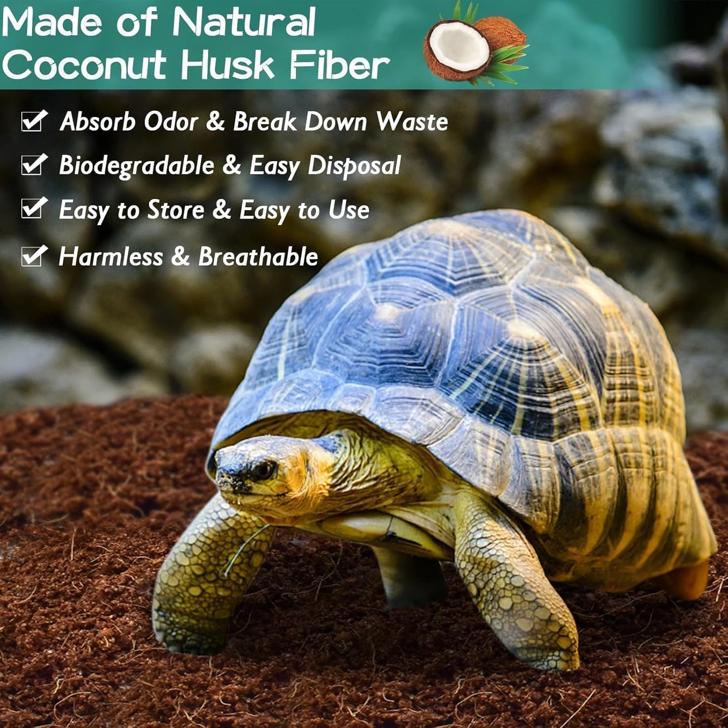 Halatool 2Pack Leopard Gecko Substrate Natural Coconut Fiber Substrate for Reptiles Premium Coco Husk Terrarium Bedding for Tortoise Habitat Snake Lizard Hermit Crab Tarantula Enclosure Worm Bin Frog