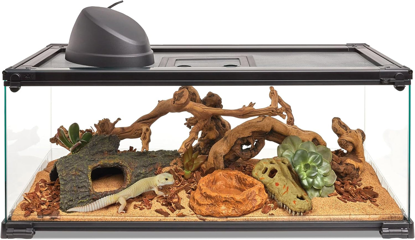 Zilla QuickBuild Reptile 20 Gallon Glass Terrarium Habitat with Bedding Tray For Geckos, Snakes, Lizards, Frogs, Turtles, and Tortoises, 30" x 12" x 12"