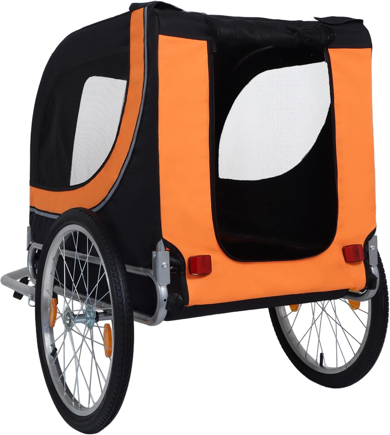 Blue-Grey Large Folding Bike Trailer for Dogs – Heavy-Duty Steel Frame, 66LB Capacity Pet Carrier for All-Terrain Cycling, Jogging & Camping Adventures!