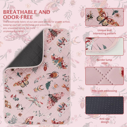 IEUUMLER Washable Pee Pads for Dogs, 1 Pack Insect Pattern Reusable Waterproof Puppy Potty Pads, Non-Slip Absorbent Pet Training Pads for Playpen Crate Bed EU014