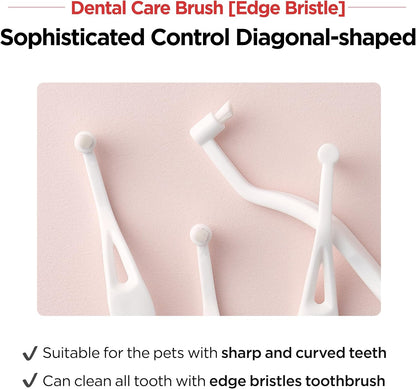 JAYU PET Dental Care Brush (Edge Bristles) 3ea - Micro Round Head Dog Toothbrush, Cat Toothbrush, Dental Care, Perfect for Kitten & Small Breed with End-tuft Diagonal-Shaped Bristle & Easy Grip Handle