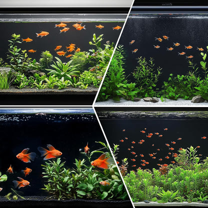 Aquarium Background Paper Decor Fish Tank Backdrop Wallpaper Electrostatic Adhesive, No Glue, Easy to Install, Reusable (11.8“H×39.4”L, Black)