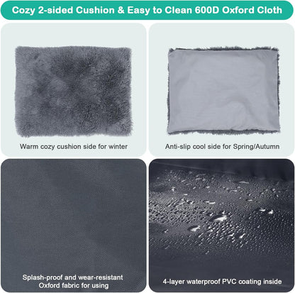 Large Indoor Dog House Dog Kennel Bed Mat with Cushion for Small Medium Large Dogs Cats, Winter Warm Cat Nest Puppy Cave Sofa Pet Products Easy Assembly, 27.6 * 21.3 Inches