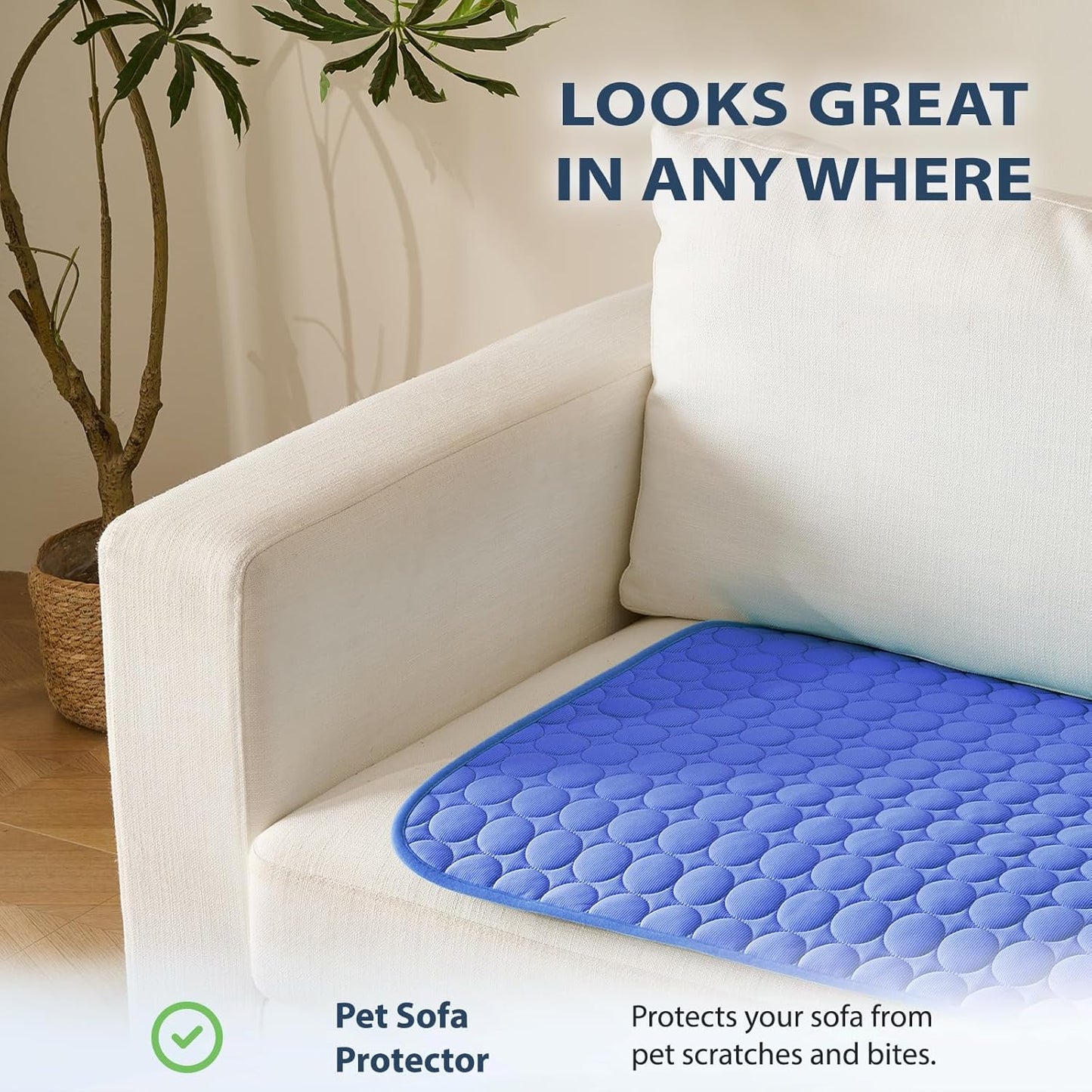 MICROCOSMOS Summer Cooling Mat & Sleeping Pad- Water Absorption Top, Materials Safe, Easy Carry, EZ Clean. Keep Cooling for Pets, Kids and Adults.(Navy Blue, 28" x 22")