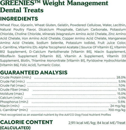 Greenies Weight Management Teenie Dog Dental Chews Weight Control Dog Treats, 27 oz. Pack (96 Treats)