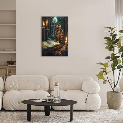 Owl Book Wall Art Vintage Canvas Wall Decor Prints Framed Painting Owls Pictures Gifts Artwork for Bathroom Living Dining Bedroom 16"x24"