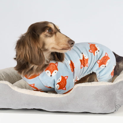 Fitwarm Funny Fox Dog Pajamas, Warm Dog Onesie, Dog Clothes for Small Dogs Girl Boy, Lightweight Velvet, Pet Outfit, Gray, Orange, Medium