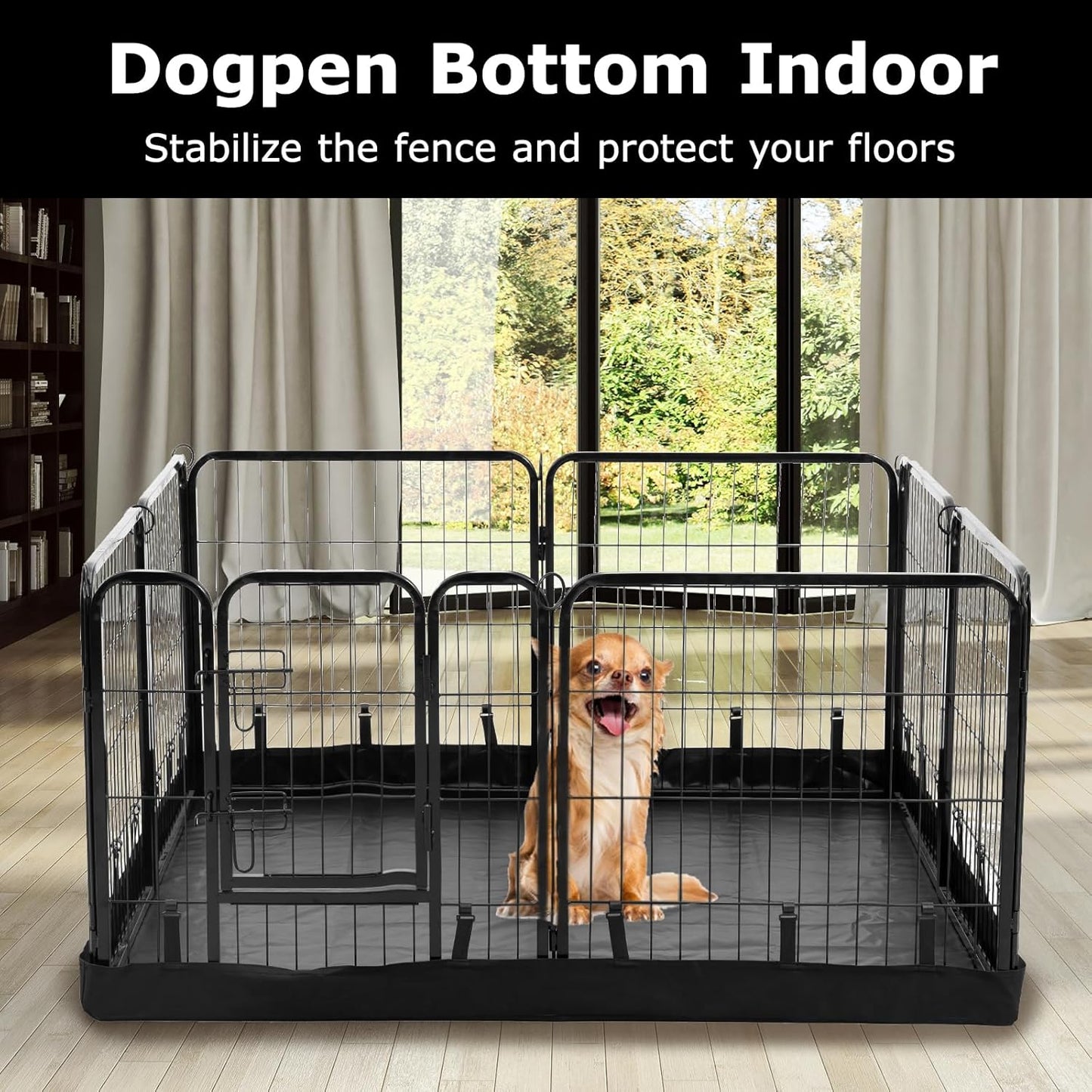 PJYuCien Rectangle Dog Playpen Bottom Pad - Fits 8 Panels 24" Width Metal Dog Pen -48"x48" Size 600D Oxford Cloth Waterproof Playpen Bottom Pad (Note:No Playpen)