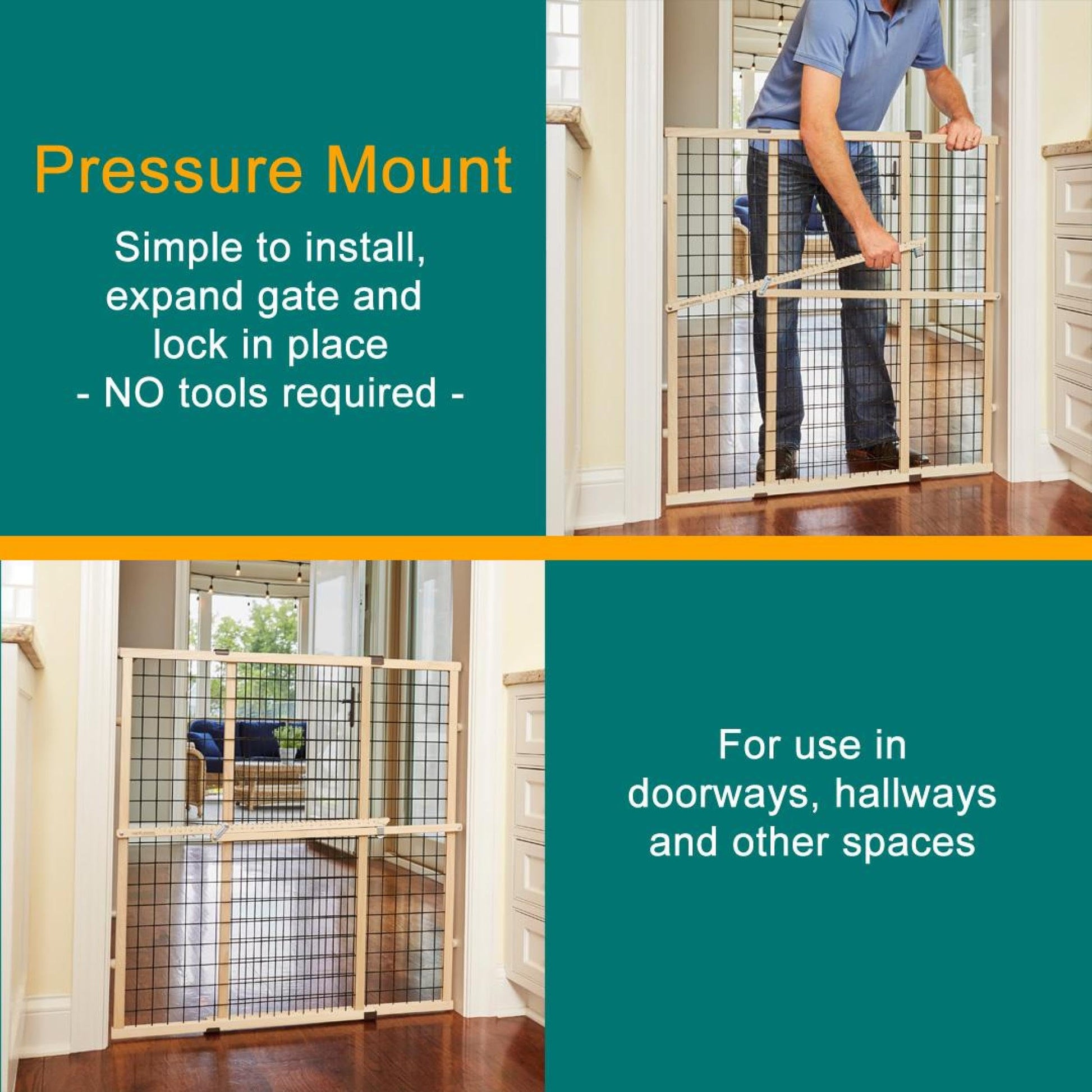 MYPET Wire Mesh Dog Gate: 29.5". Chosen for real quality, fits naturally into modern pet homes.