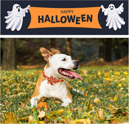 Unique style paws Halloween Dog Collar with Flower Tie Cotton Adjustable Puppy Collar for Small Medium Large Dogs-S