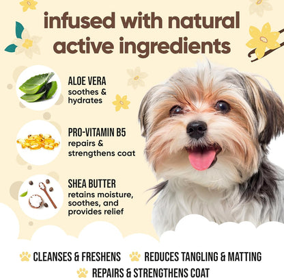 Vanilla & Shea Butter Dog Shampoo by Buddycare | Moisturising Shampoo for Dogs | Vanilla & Shea Butter Scented | with Aloe Vera and Pro Vitamin B5 (50.72oz)