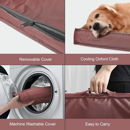 Outdoor Dog Bed for Small Dogs, Waterproof Dog Crate Bed for Small Dogs, Orthopedic Egg Crate Foam Puppy Beds with Washable and Removable Oxford Cover, Pink