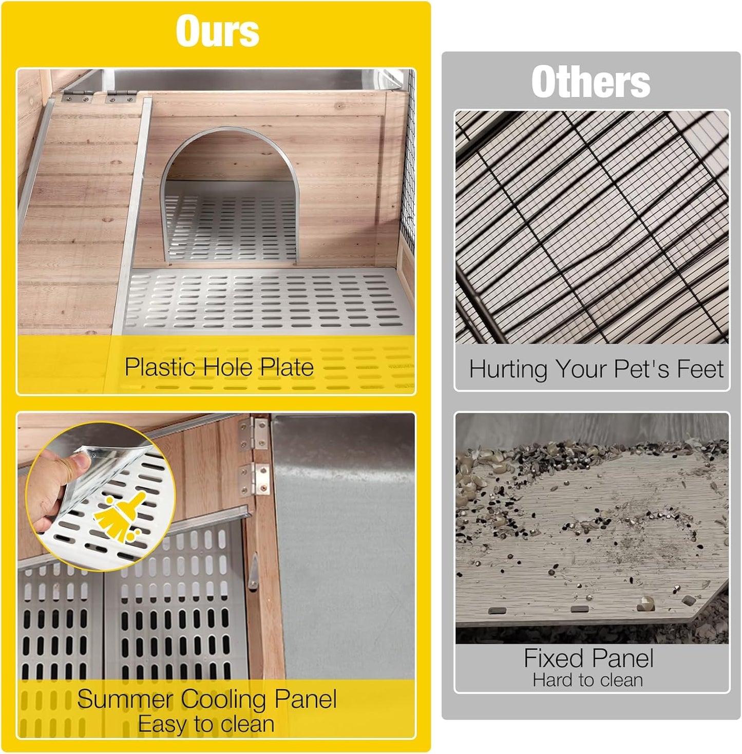 Aivituvin Wooden Guinea Pig Cages Indoor with Removable Stand, Anti Chewing Rabbit Hutch with Ramp and Wire Mesh, 2 Story Small Animals House Habitat with Pull Out Tray (Light Natural Wood)