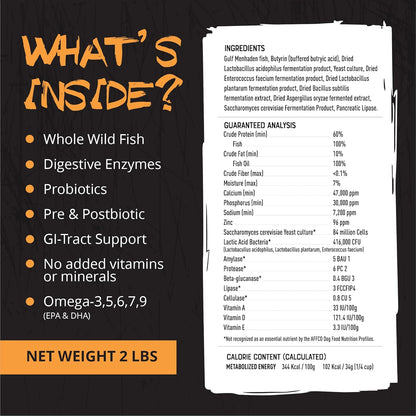 Origins 5-in-1 Dog Supplement - Powdered Food Topper w/Natural Omega 3 Fish Oil - Supports Healthy Digestion, Skin, and Coat - Helps Reduce Itching & Joint Inflammation (2 lbs)
