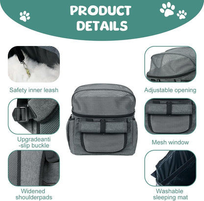 Qivine Dog Bike Basket, Oxford Cloth Dog Basket for Bike with Adjustable Mesh Windows, 11 Lbs Portable Dog Carrier for Bike with Widen Shoulderpad, Bicycle Basket Bag for Dogs and Cats