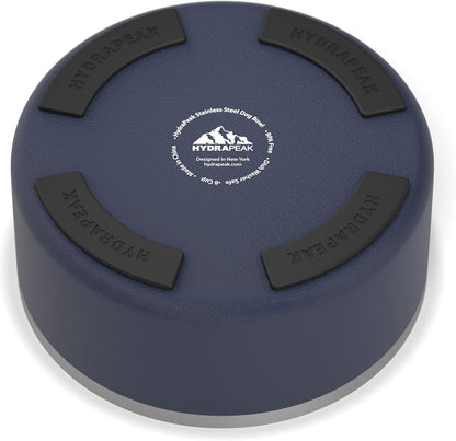 Hydrapeak Dog Bowl; Non Slip Stainless Steel; Water and Food Dish; Large Sized and Small Dogs; 32oz 64oz; Multiple Sizes | 8 Cup | Navy