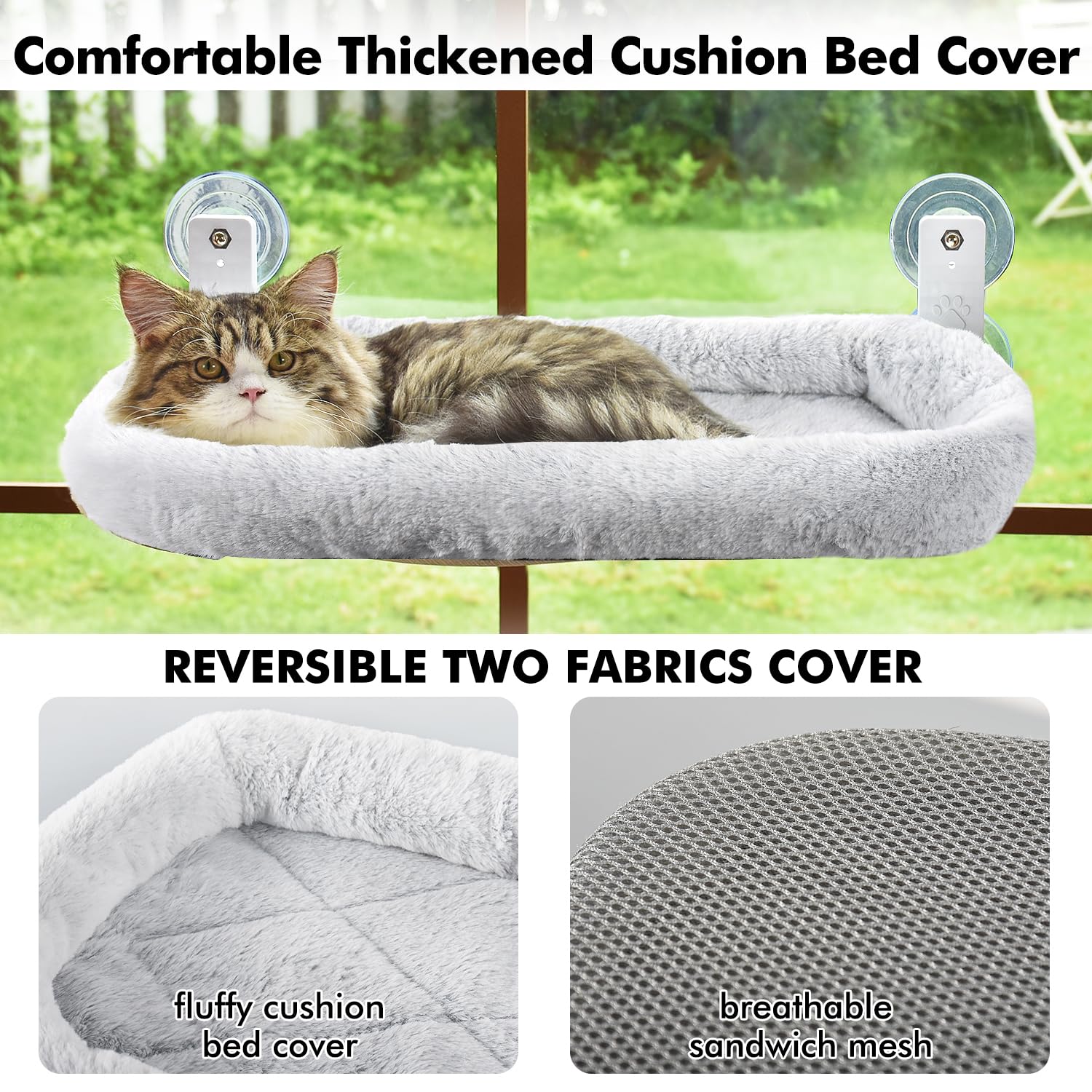 AMOSIJOY Cordless Cat Window Perch. Chosen for real quality, fits naturally into modern pet homes.