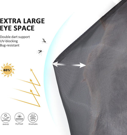 Horse Fly Mask Large Space Breathable UV Protection Equine Mask with Reflective Features on Ears Mars Black M