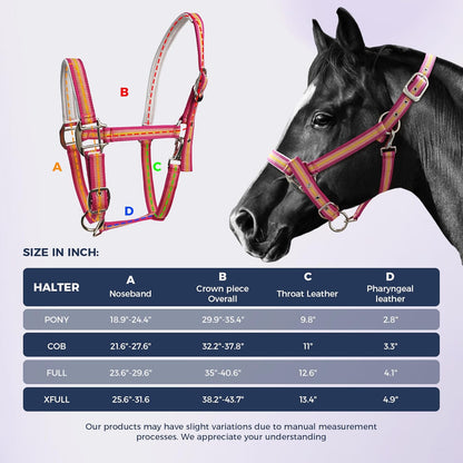 JWODVNTH Adjustable Horse Halter with PP Webbing, Durable Horse Halters with Zinc Alloy Hardware, Horses Training Equipment to Prevent Friction for Training, Competitions ＆ Daily