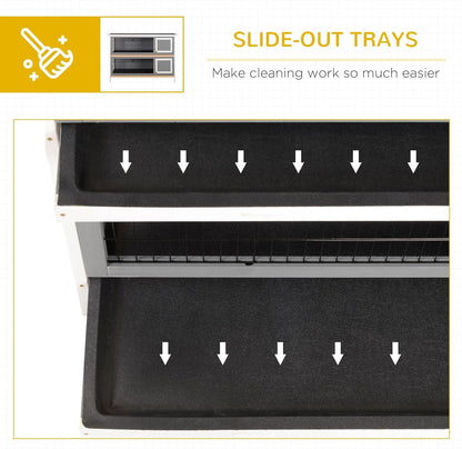 PawHut 54" 2-Story Large Rabbit Hutch Bunny Cage Wooden Pet House Small Animal Habitat with Lockable Doors, No Leak Tray and Waterproof Roof for Outdoor/Indoor Dark Grey