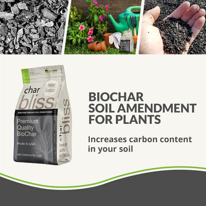 Coco Coir Brick (650gms) + Worm Bliss (1 Qt) + Char Bliss (1 Qt) - Organic Coco Coir for Plants - Worm Castings & Biochar for Plants - Soil Amendment & Organic Fertilizer Bundle - Potting Soil Mix