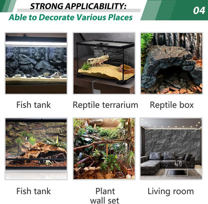 17.7x11.8in Rock Terrarium Background,3D Reptile Tank Background Board,Amphibian Stereo Backdrop Wall,Lizard Snake Gecko Spider Turtle Fish pet silo Background Decorative Panel(Grey)