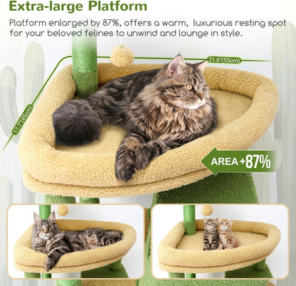 Globlazer Cactus Giant Cat Tree, 83 inch Cat Tree for Indoor Cats Large Adult, XXL Cat Tower with 9 Scratching Posts for 20lb+ Heavy Duty Large Adult Cats, F83, Green