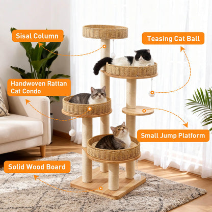 XFWKUTPE 54in Solid Wood Cat Tree for Indoor Cats. Chosen for real quality, fits naturally into
