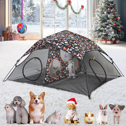Outdoor Cat Play Tent for Indoors and Outdoors (X- Large Portable Pet House, Outdoor Cat Enclosure for Cats, Rabbits and Small Animals Easy to Connect with Run Tunnels, Cubes (Patented)